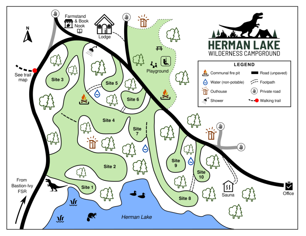Herman Lake map of campsites