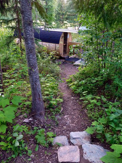 Path leading to the wood-fired sauna by the lake